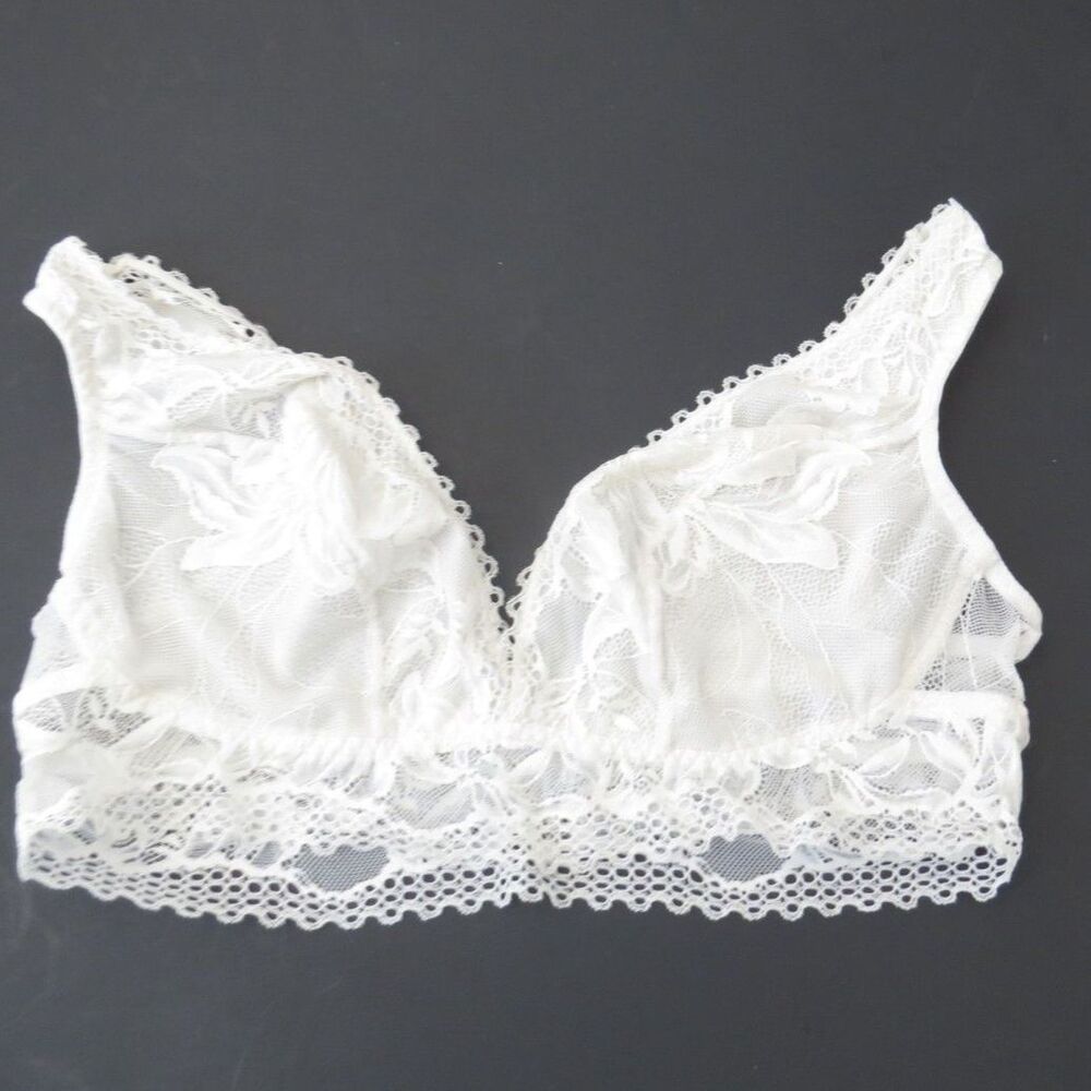 Women's Soma Embraceable Lace Bralette Coquette White L (36 A,B,C) Euc